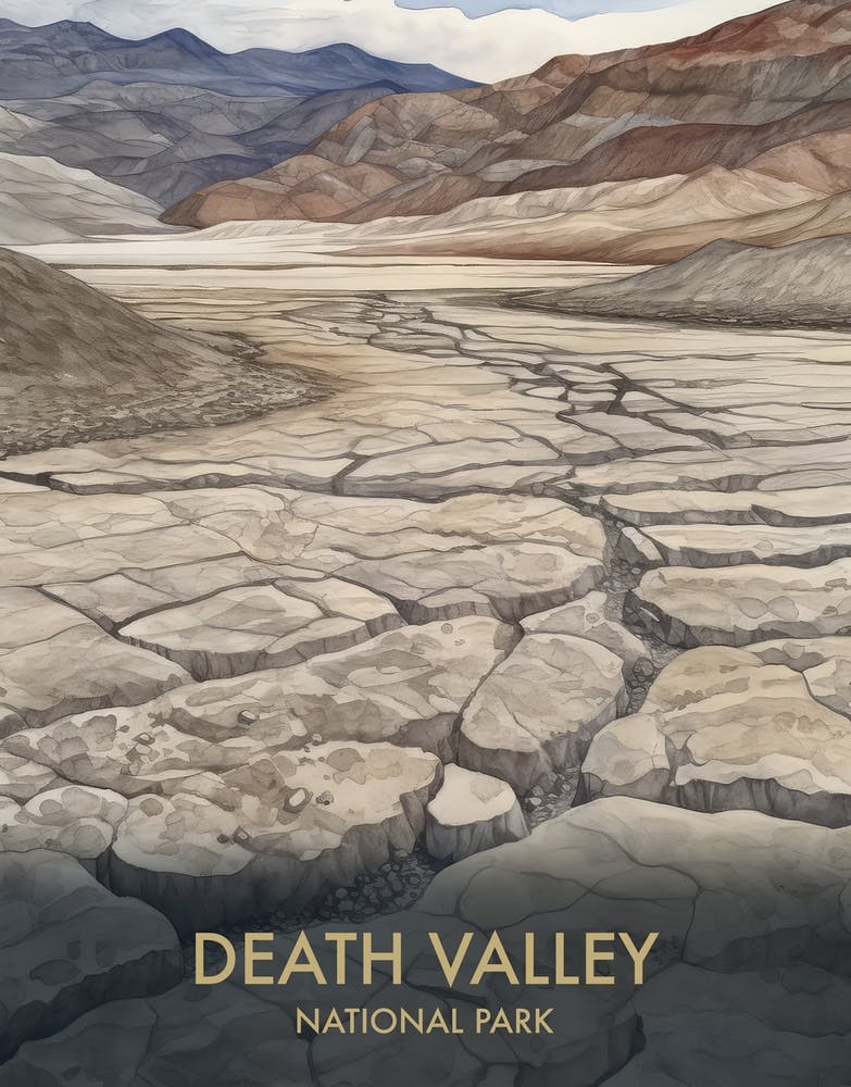 Death Valley National Park Watercolour Vintage Travel Poster 1