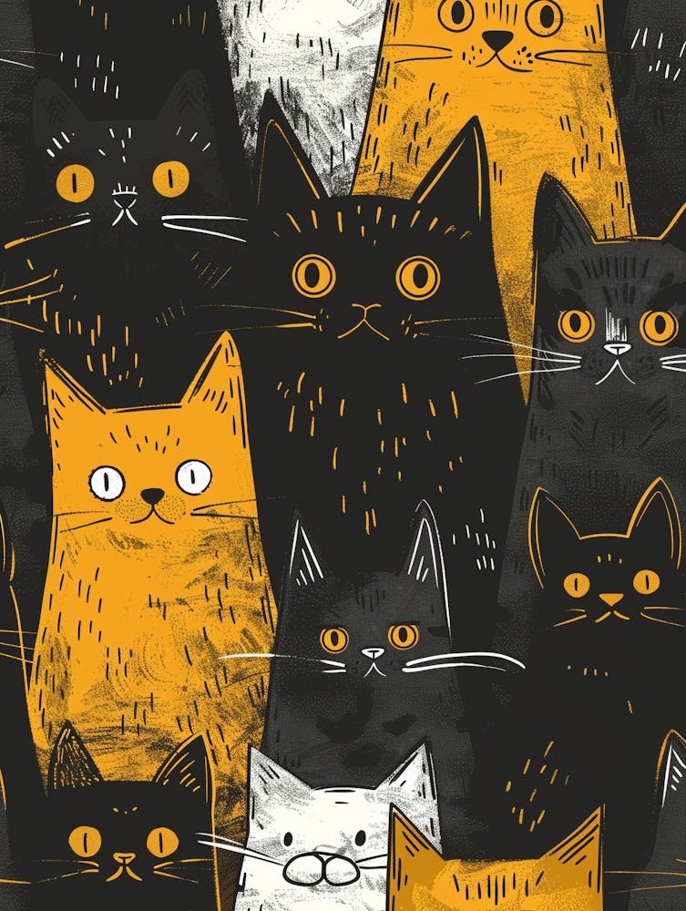 Perfectly Repeatable Artwork With Cute Cat Faces 50