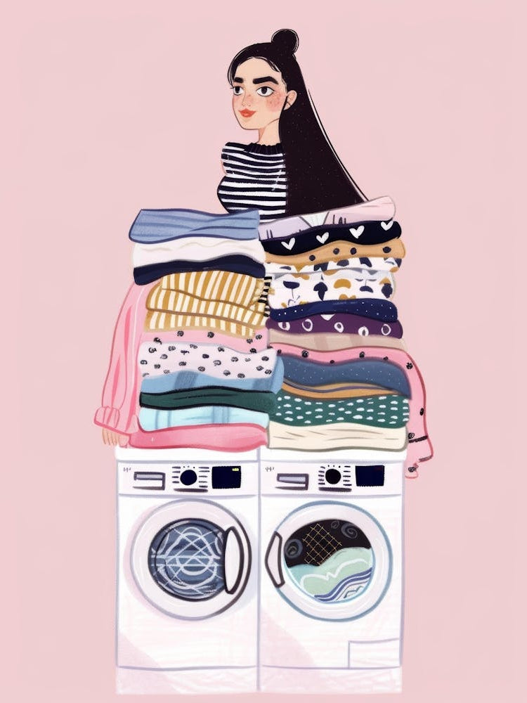 Illustration Of A Girl With Clothes