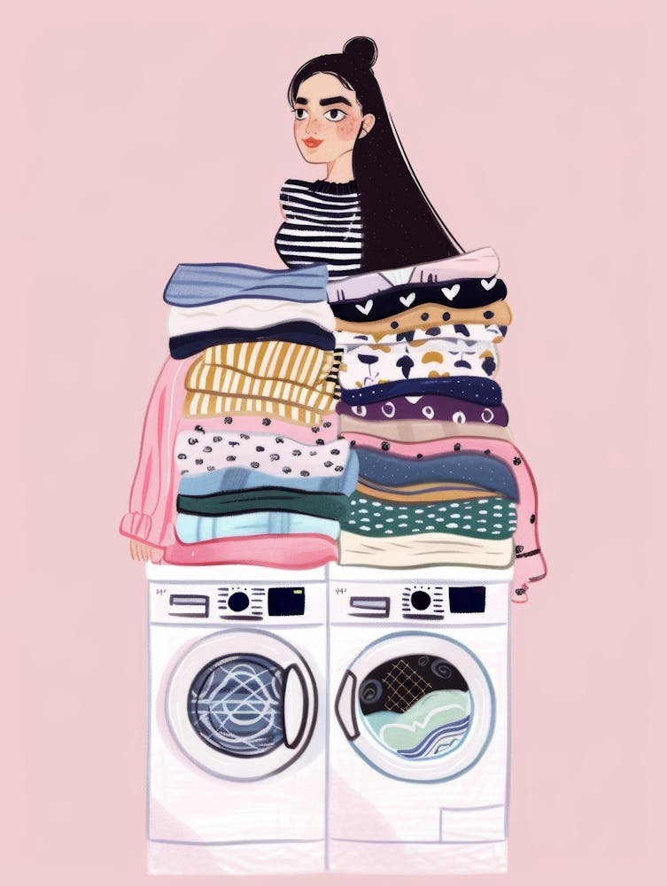 Illustration Of A Girl With Clothes