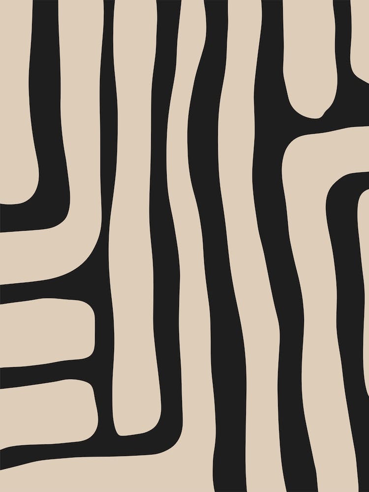 Beige & Black Abstract Art