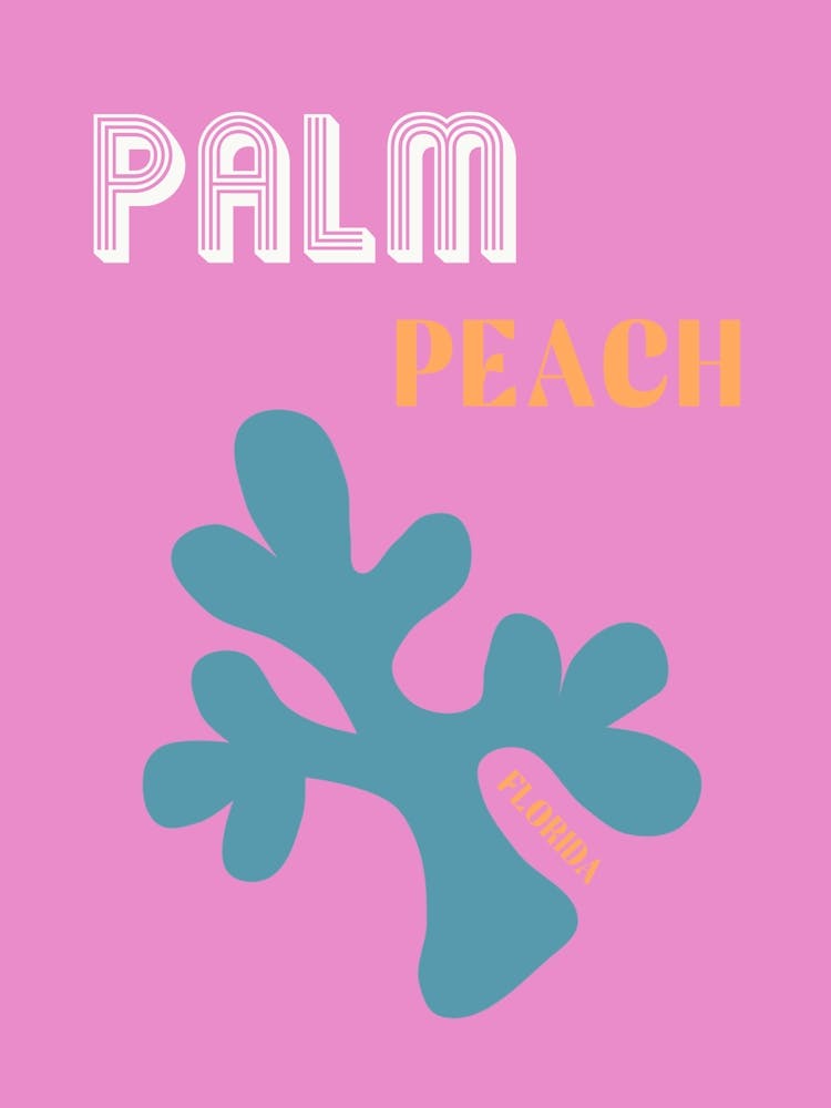 Palm Peach Florida, Reiseplakat, Preppy Korallen kunst