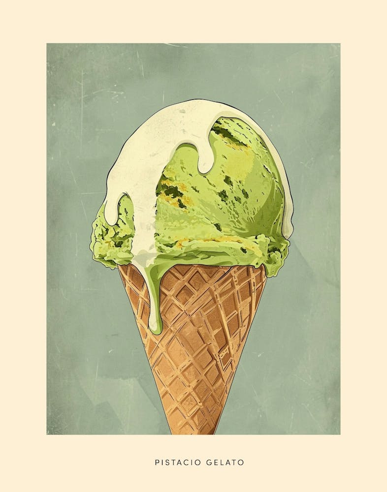 Pistacio Gelato Art Deco Poster