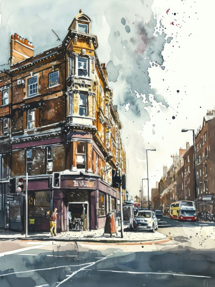 Croydon London Borough   Street Watercolour 1
