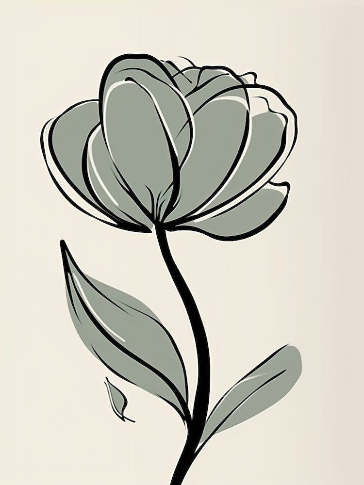 Line Art Tulips Flowers Illustration Neutral 13