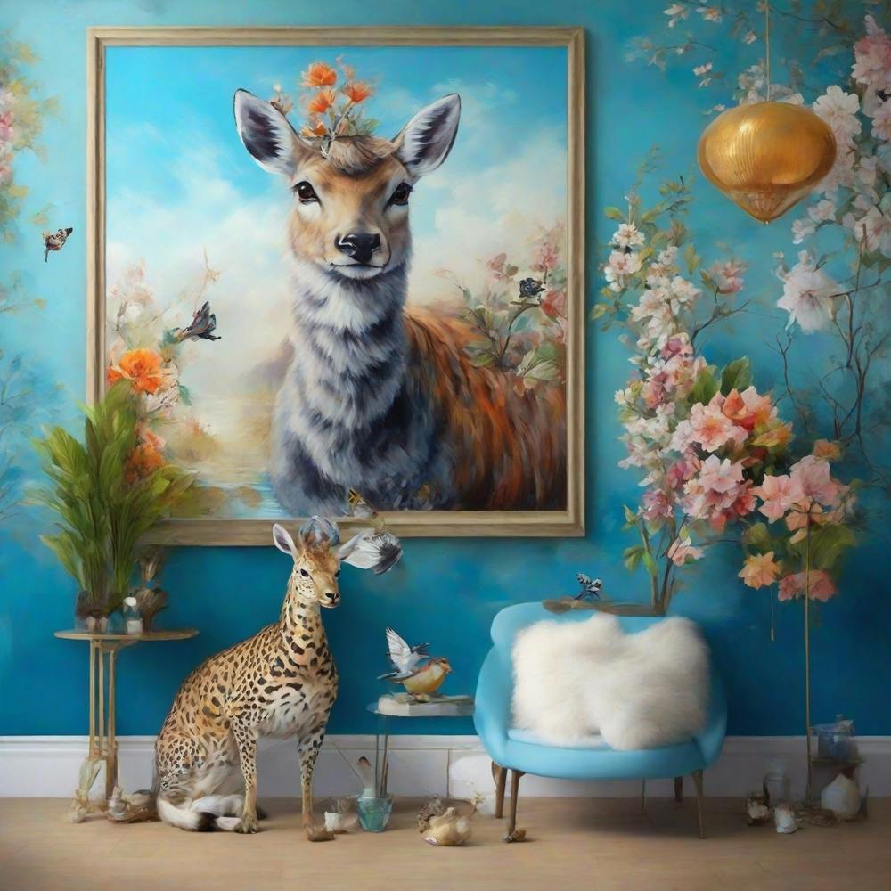 Deer In A Blue Room
