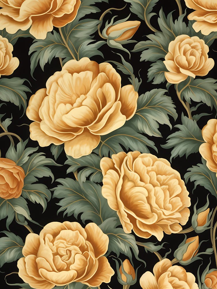 Peonies On Black Background