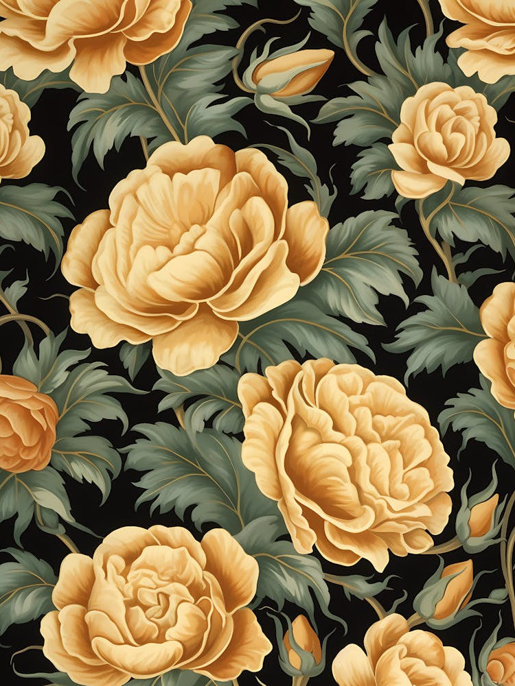 Peonies On Black Background