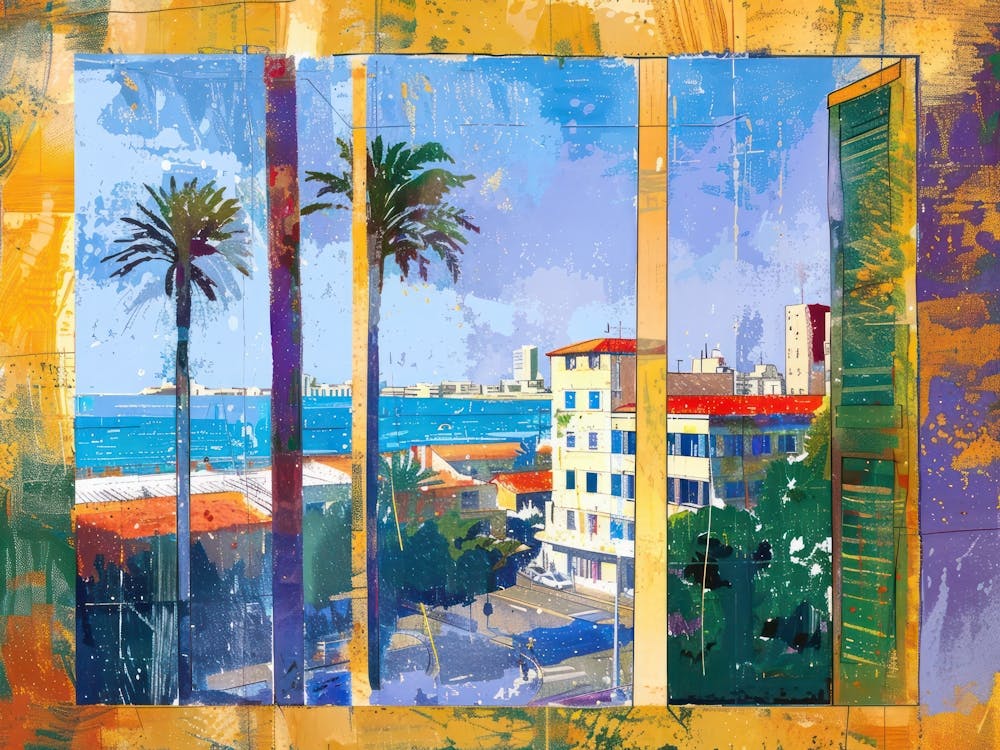 Tel Aviv From The Window View Painting 2