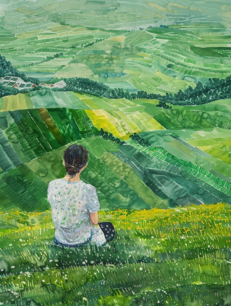 Woman In A Green Field