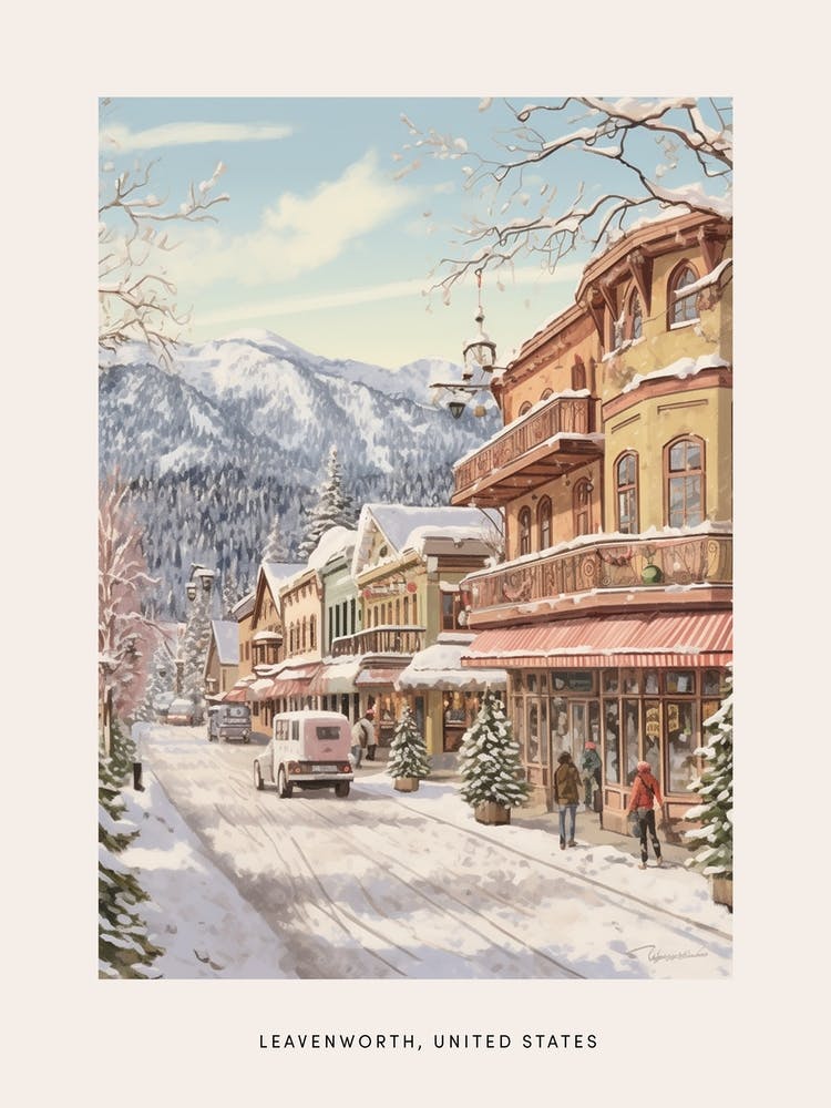 Vintage Winter Poster Leavenworth Washington 2