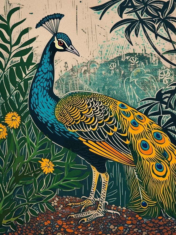 Blue Mustard Peacock In The Wild 2