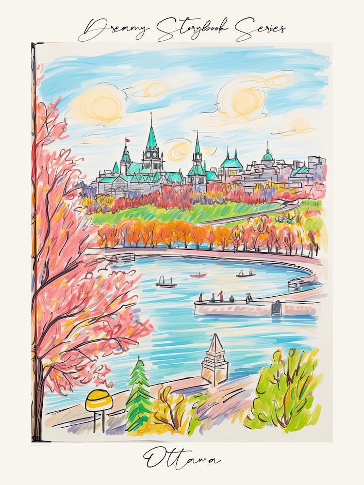 Poster Of Ottawa, Dreamy Storybook Illustration 3