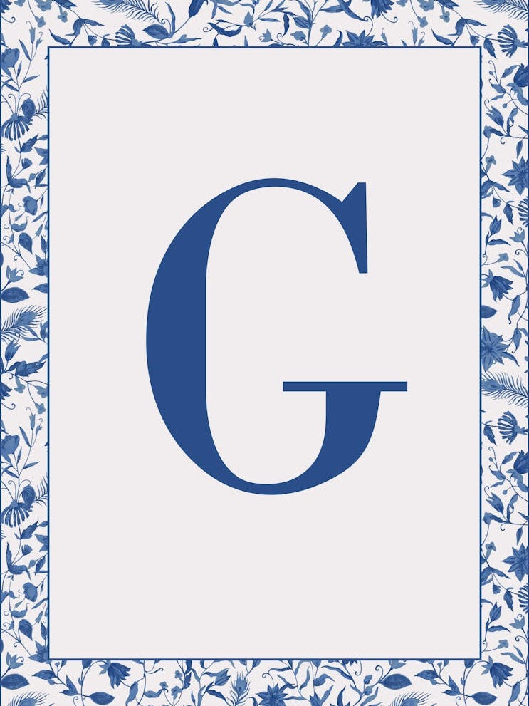 Letter G Monogram Initial Blue