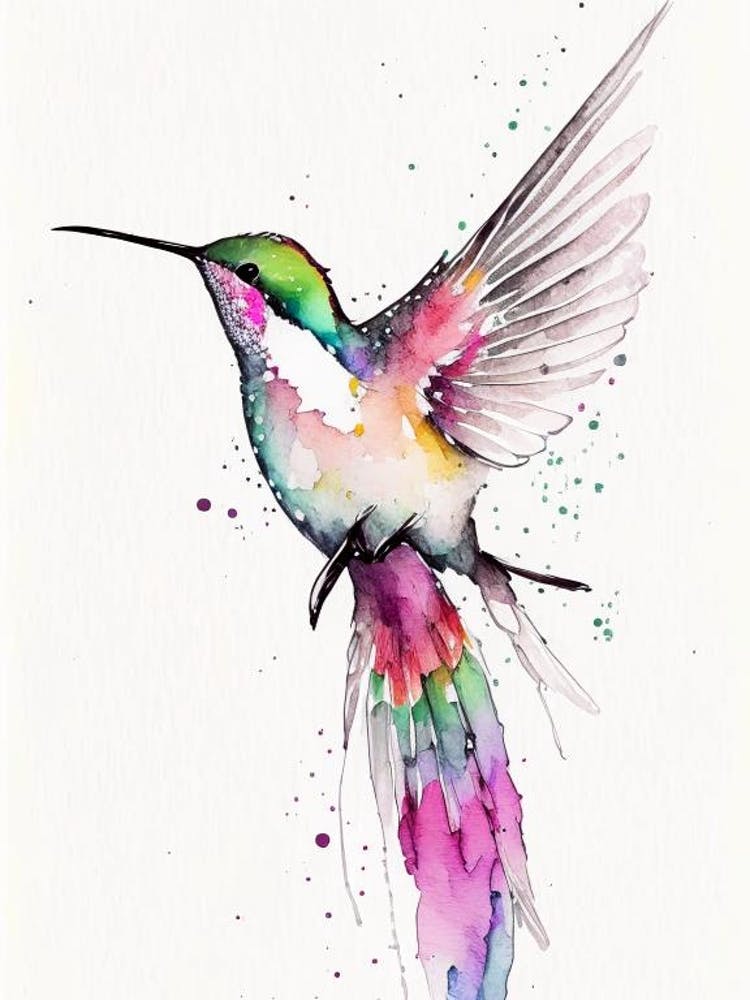 Anna S Hummingbird Minimalist Watercolour 2