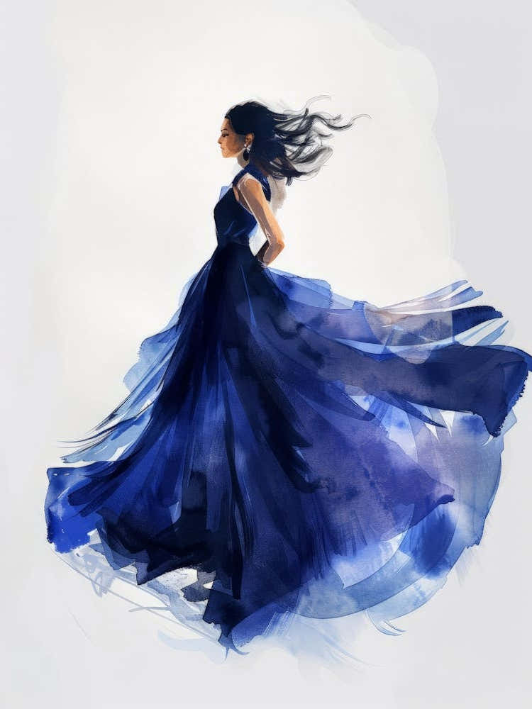 Watercolor Girl In Blue Dress Art Print by Moving Clouds Art Fy! Watercolor Girl In Blue Dress Art Print by Moving Clouds Art Fy!
