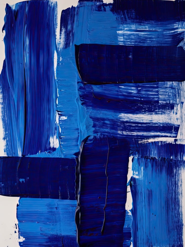 Blue Brush Strokes Abstract 4