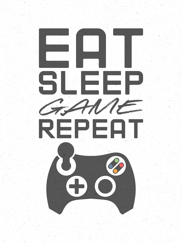 Eat Sleep Game Repeat - White Gaming
