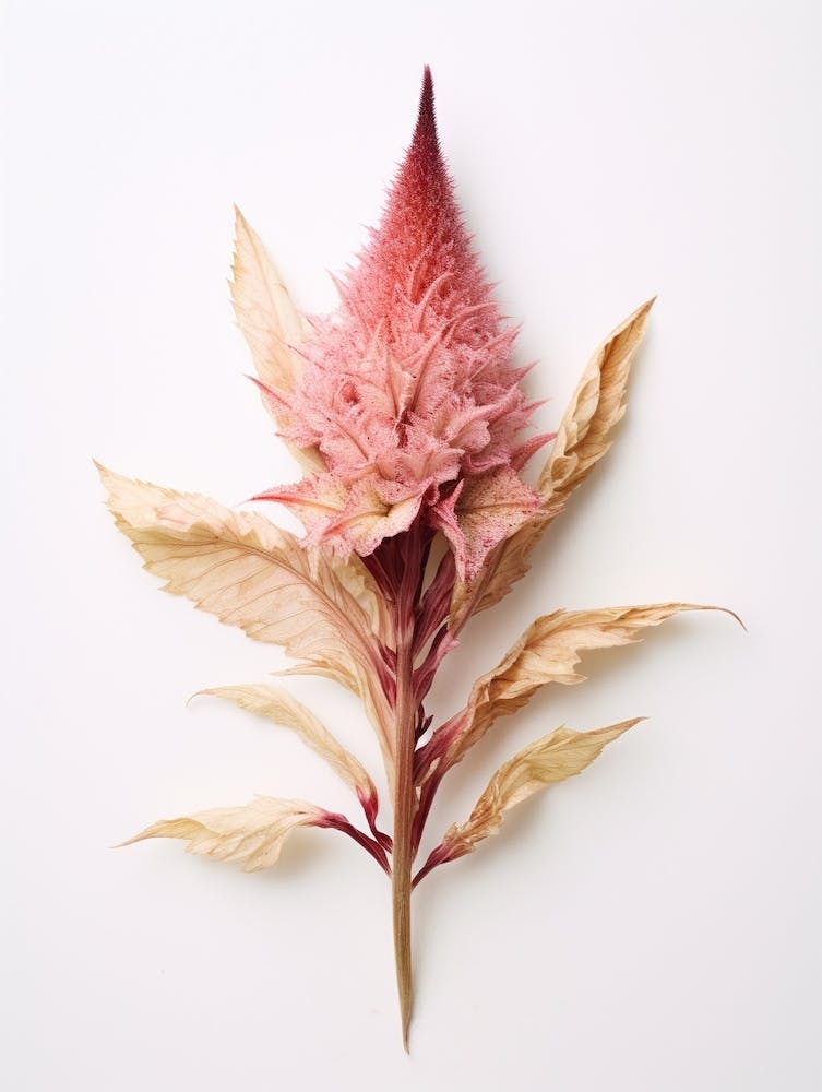Pressed Flower Botanical Art Celosia 1