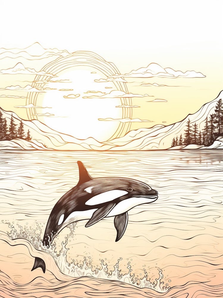 Colourful Pencil Orca Whale Drawing