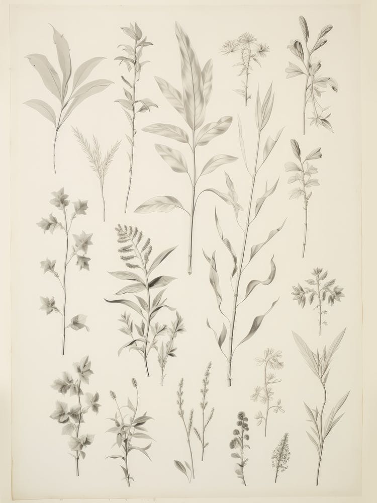 Vintage Leaf Collection Drawing