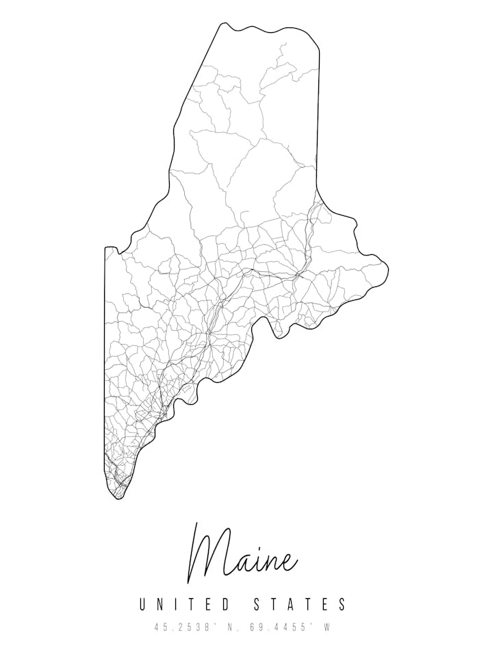 Maine Minimal Street Map