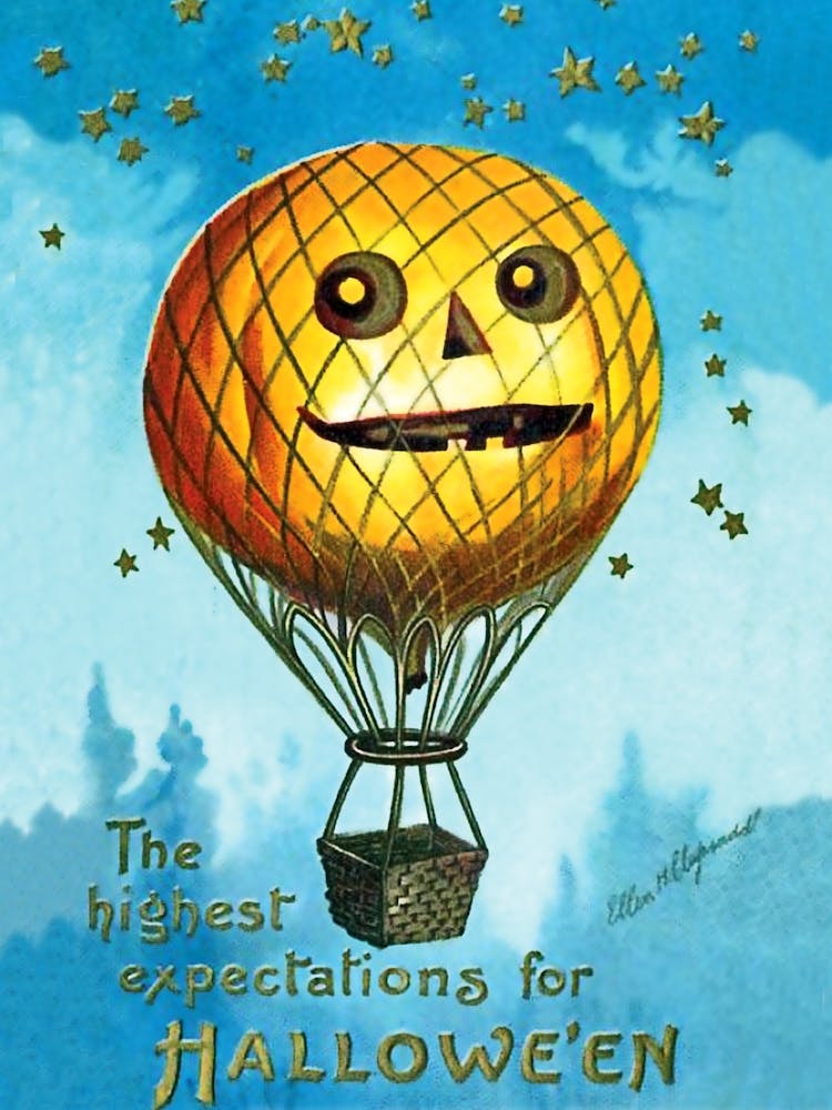 The Highest Expectations Of Halloween Pumpkin Hot Air Balloon in the Air