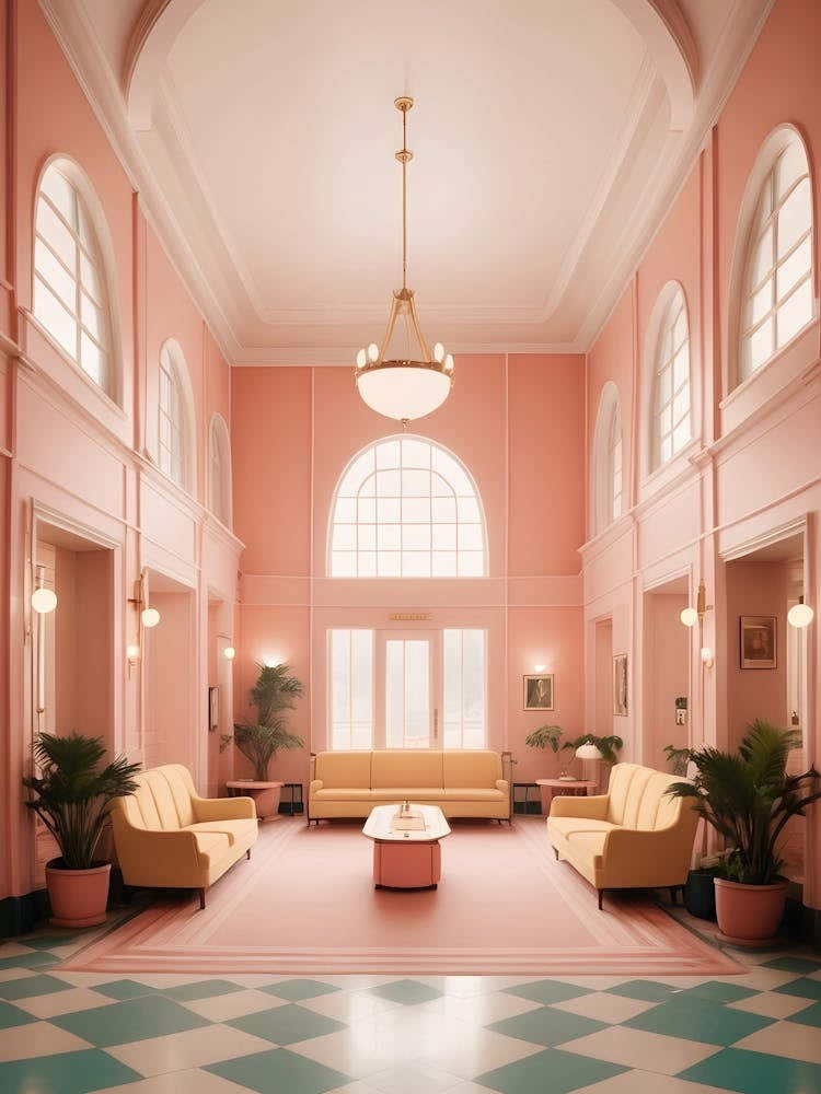 Retro Hotel Lobby Photography Wes Anderson Style