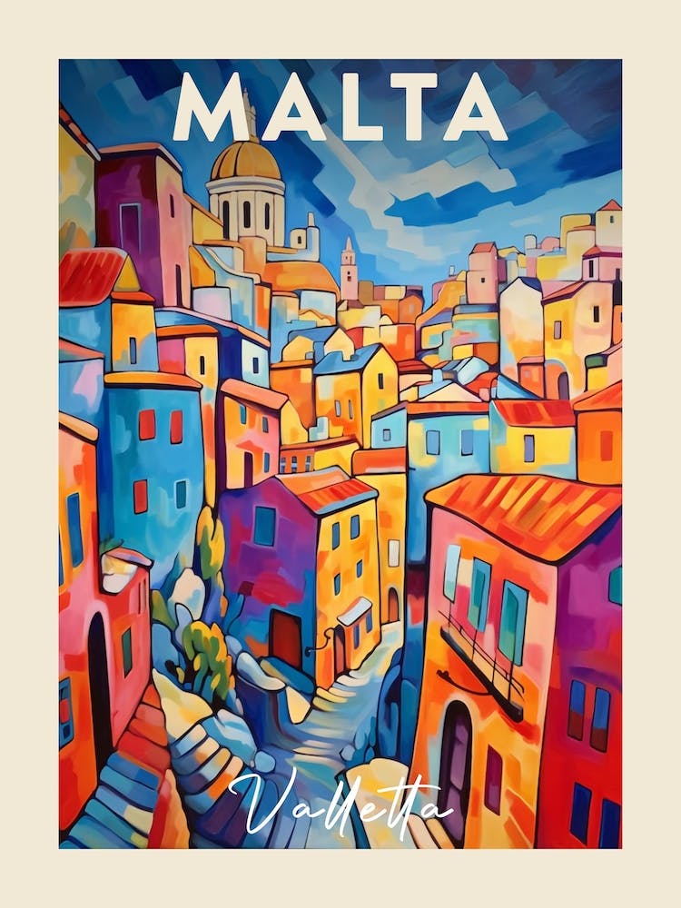 Valletta Malta 2 Fauvist Painting Travel Poster