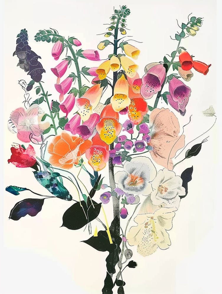 Fingerhut 1 Collage Blumenstrauß