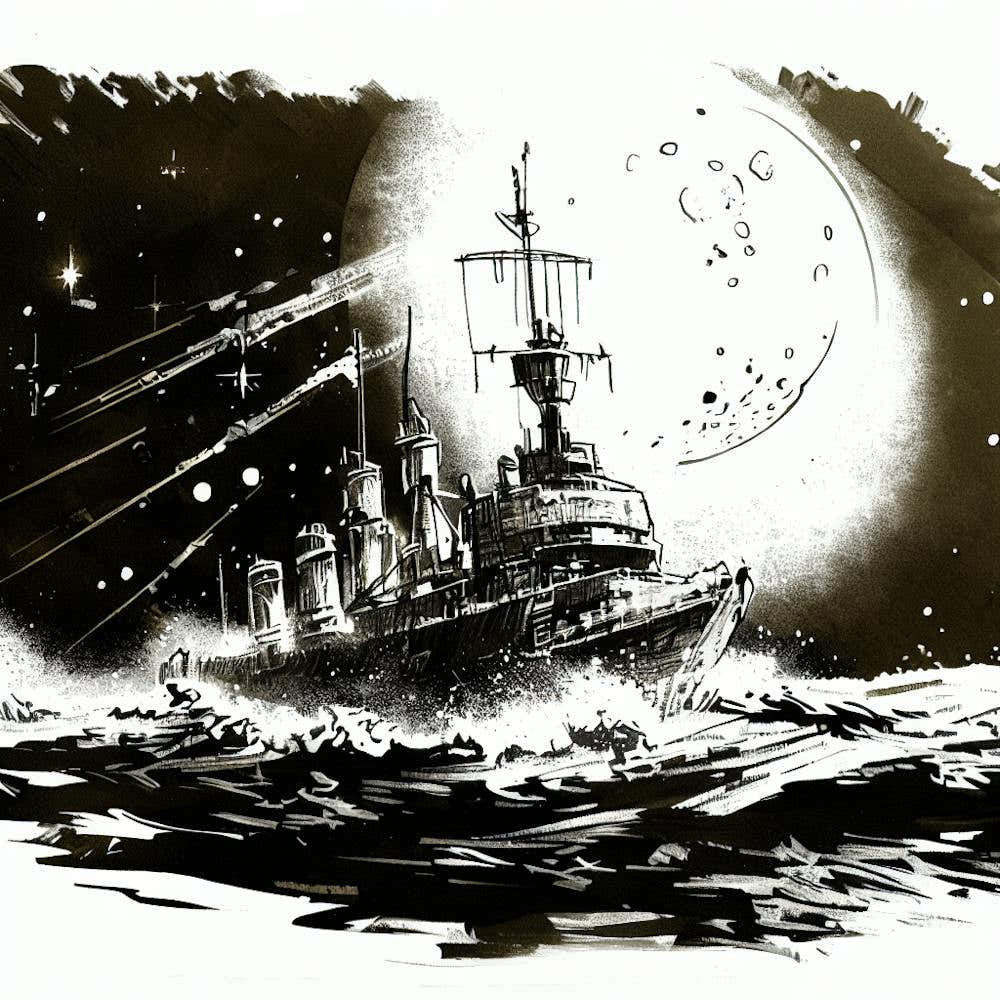 Battleship In The Moonlight