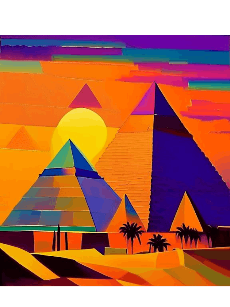 Pyramids Rainbow Sunset Geometric
