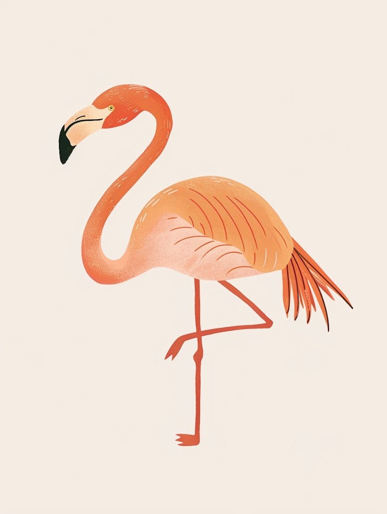 Chilean Flamingo Heliconia Minimalist Illustration 1