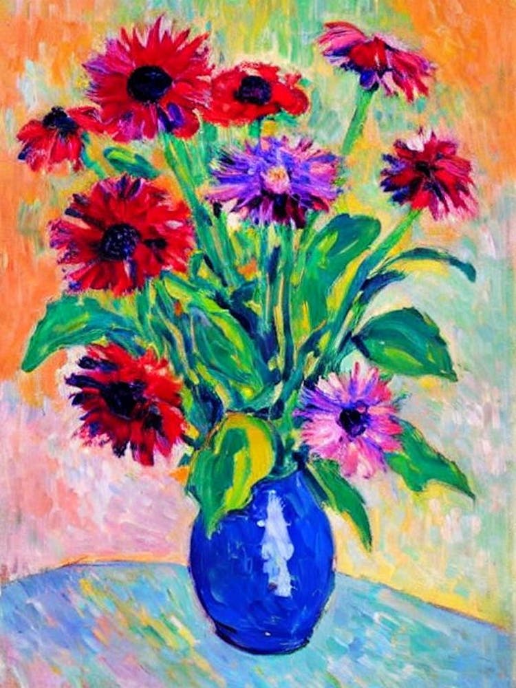 Echinacea Florales Abstraktes Farbblock 1 Blume