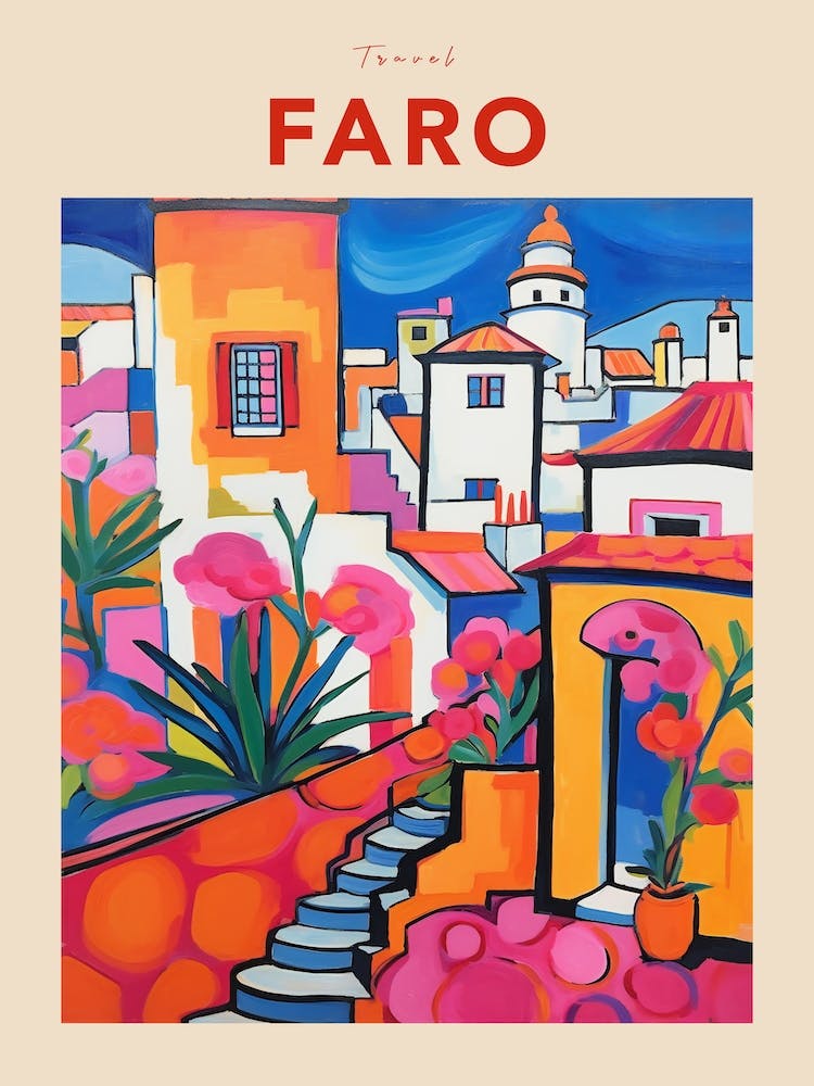 Faro Portugal 2 Fauvist Travel Poster