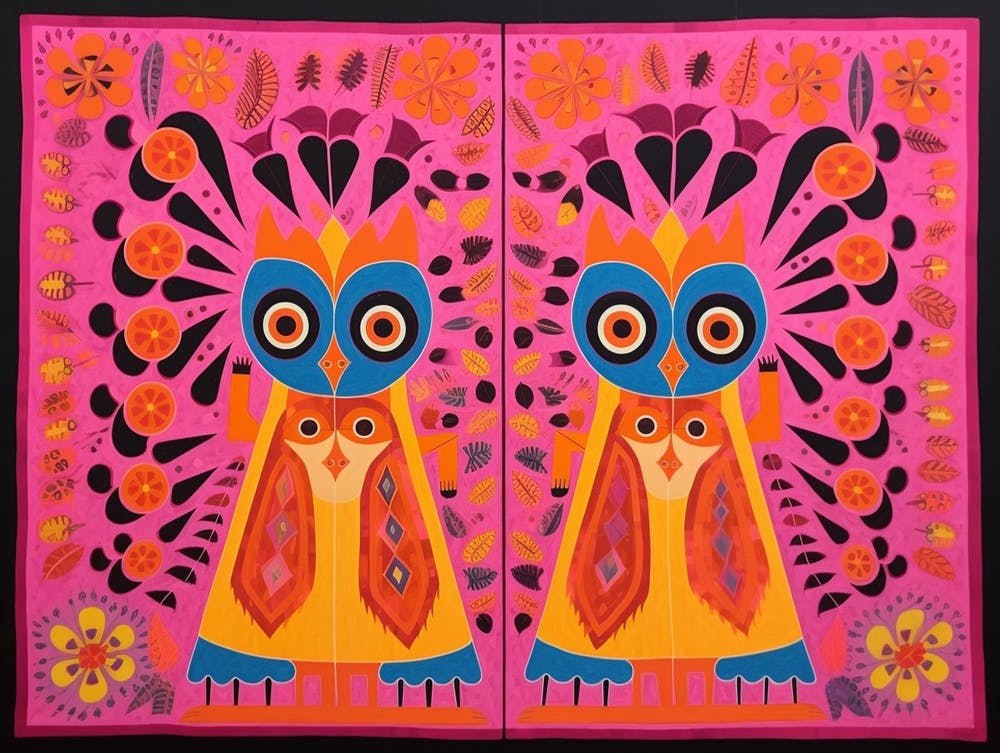 Illustration Animalière d'Écureuil Volant de Style Folklorique