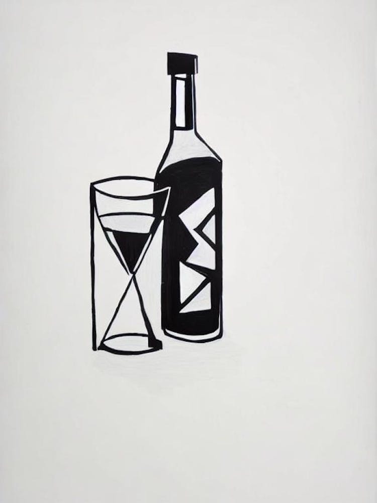 Caipirinha Picasso Line Drawing Cocktail Poster