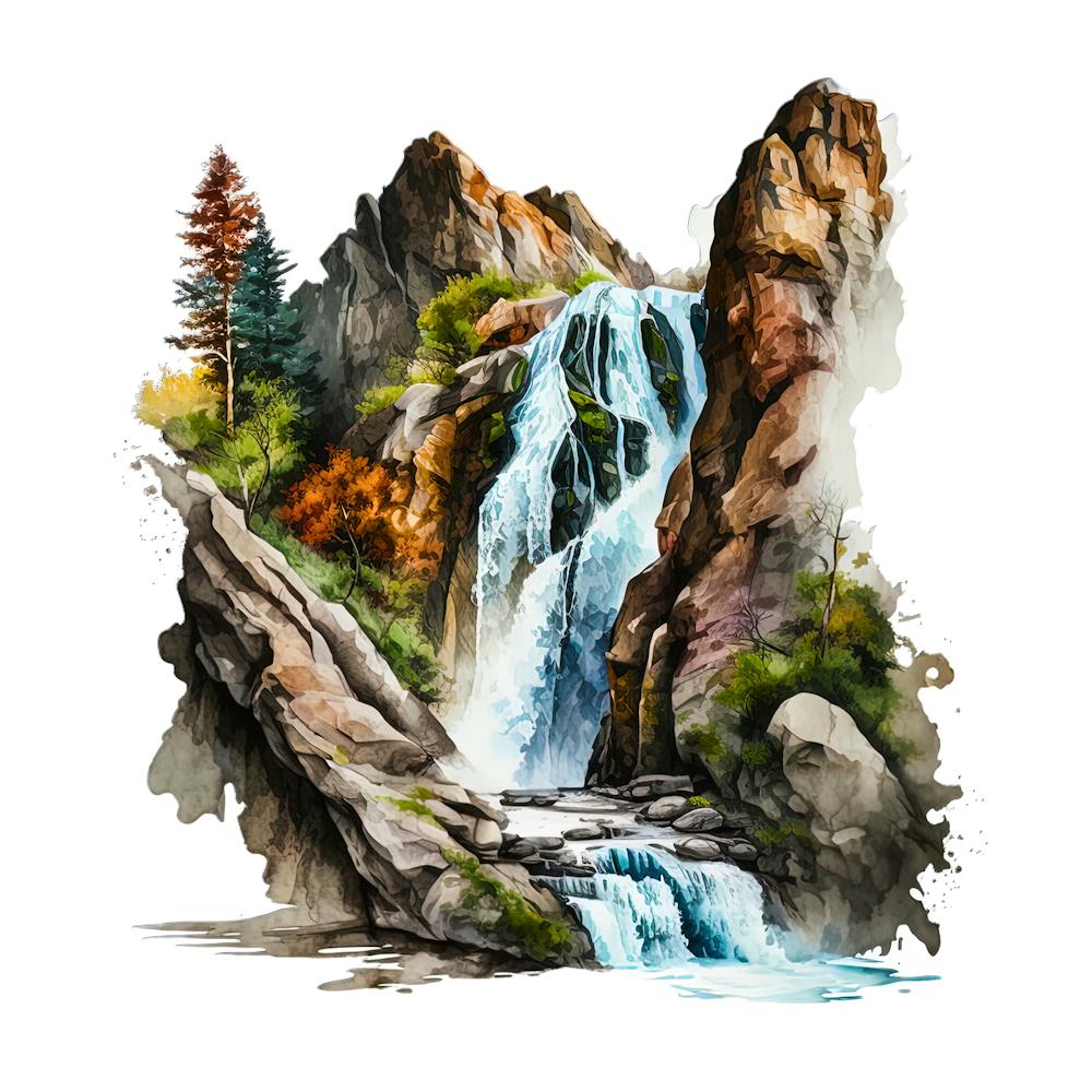 Waterfall In The Mountains