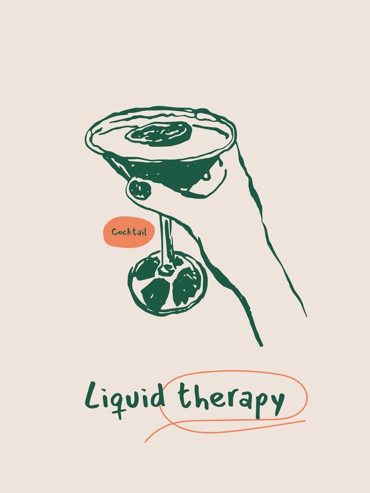 Cocktail-Poster – Minimale Getränkeillustration für Hausbar und Küchen-Wandkunst