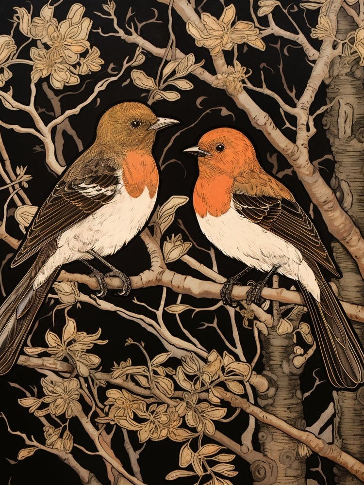 Two Birds Art Nouveau Poster 14