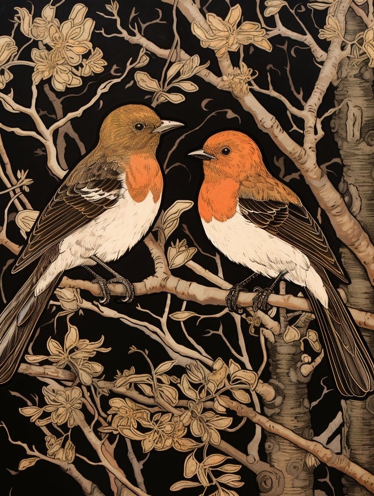 Two Birds Art Nouveau Poster 14