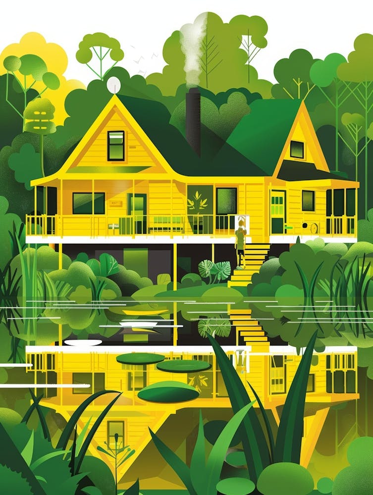 Yellow House In The Forest