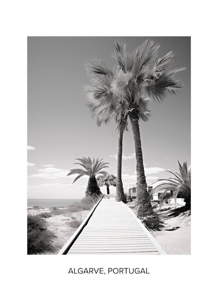 Poster Of Algarve, Portugal, Photography In Black And White 1