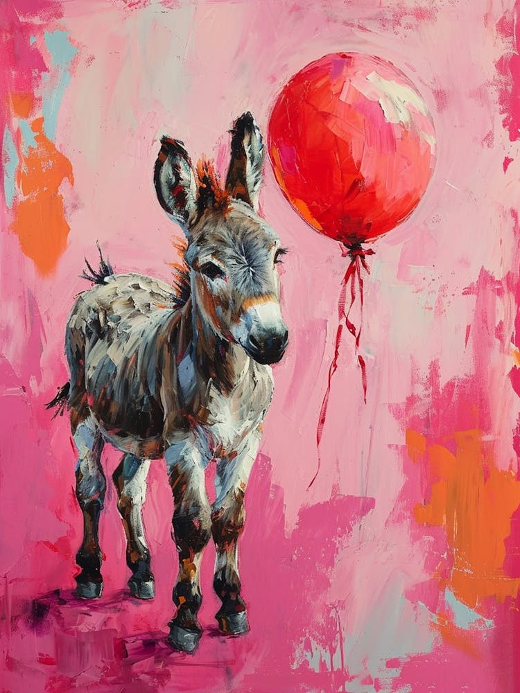 Cute Donkey 1 With Balloon