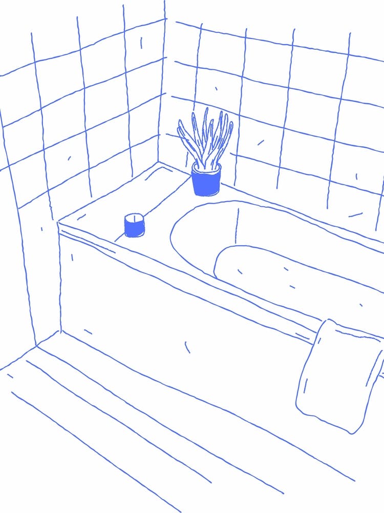 Bathroom Illustration Bath Blue
