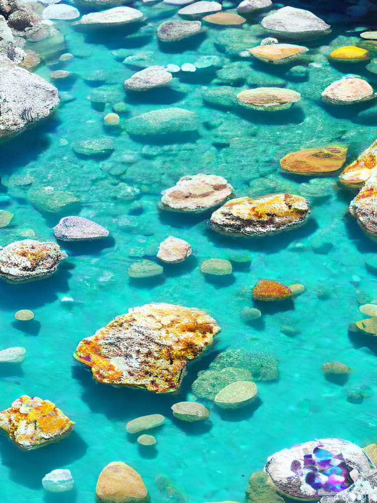 Crystal Clear Waters With Precious Stones With 4k Effect