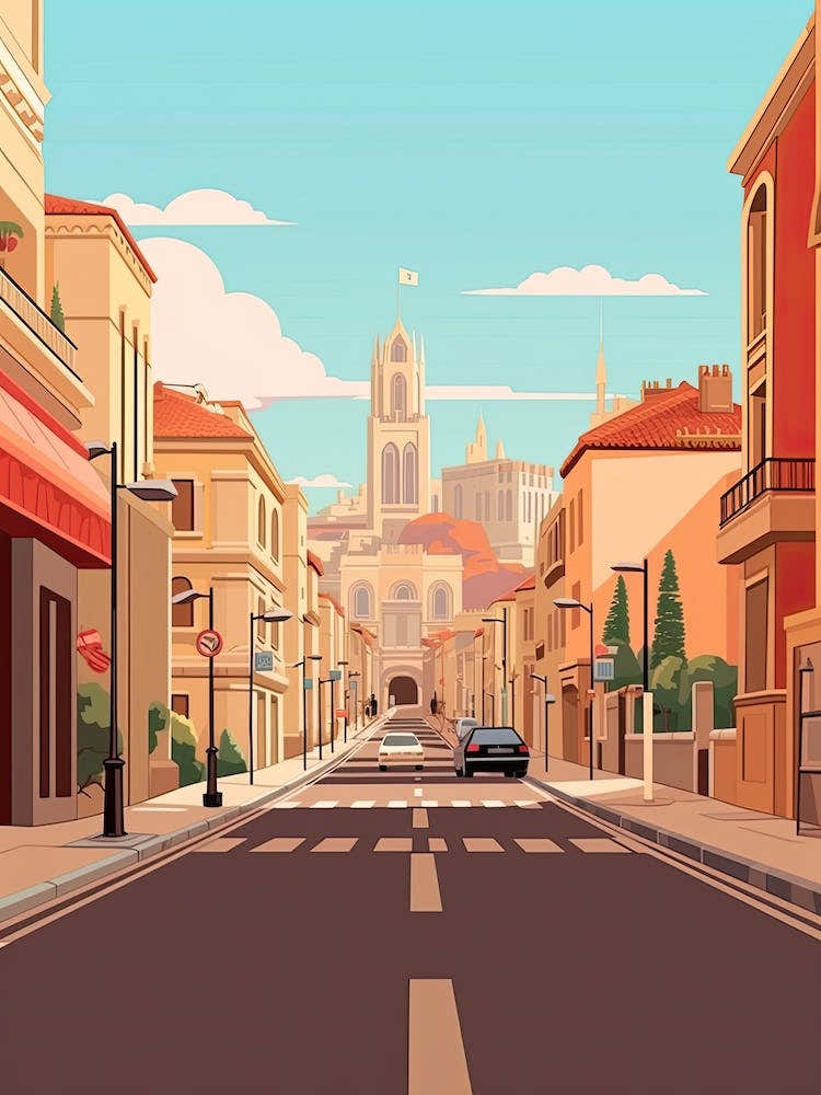 Nice, France, Flat Illustration 2