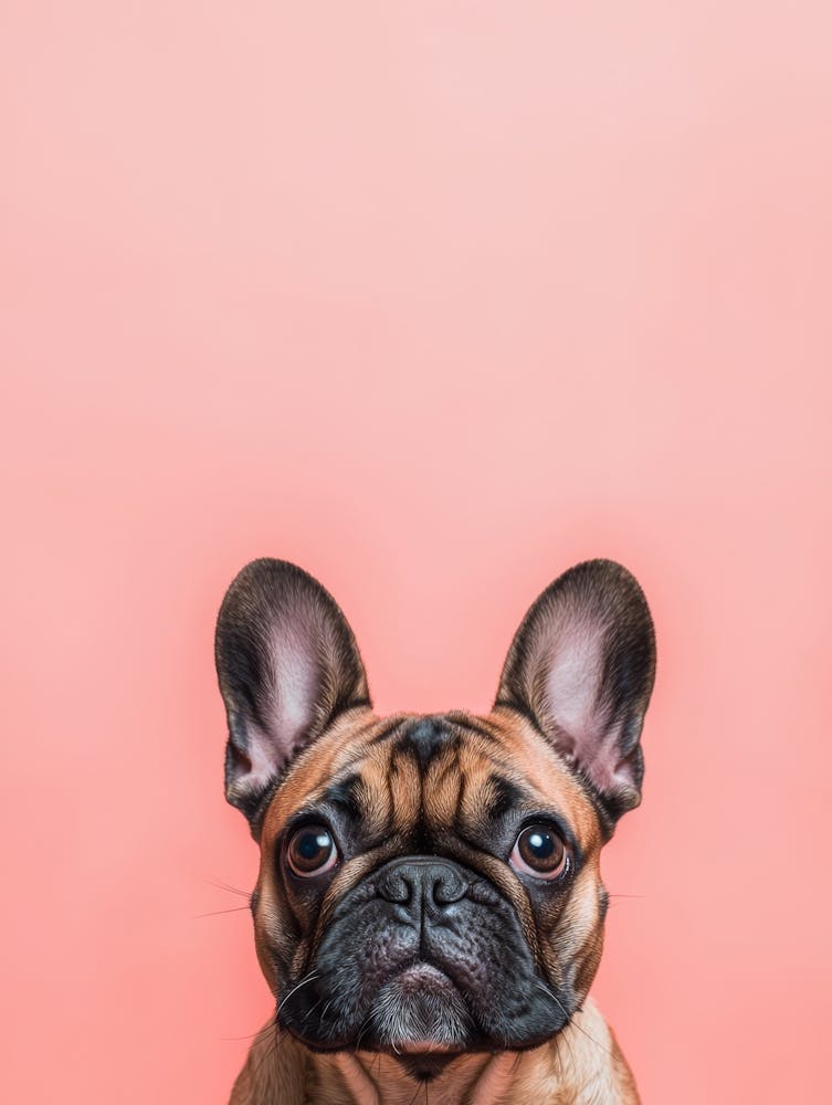 French Bulldog On Pink Background.Generated AI. 1