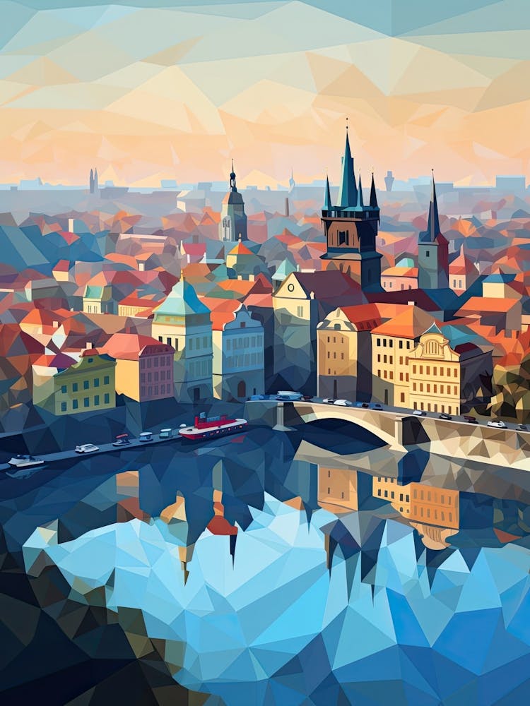 Prague, Czech Republic, Geometric Illustration 2