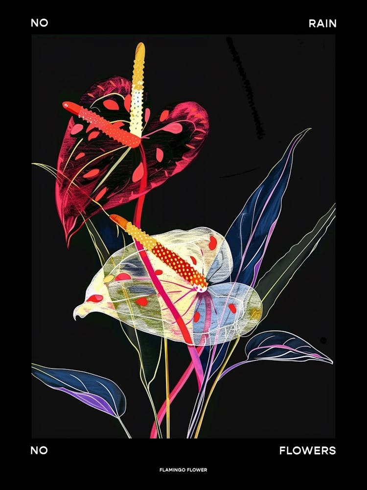 No Rain No Flowers Poster Flamingo Flower 2